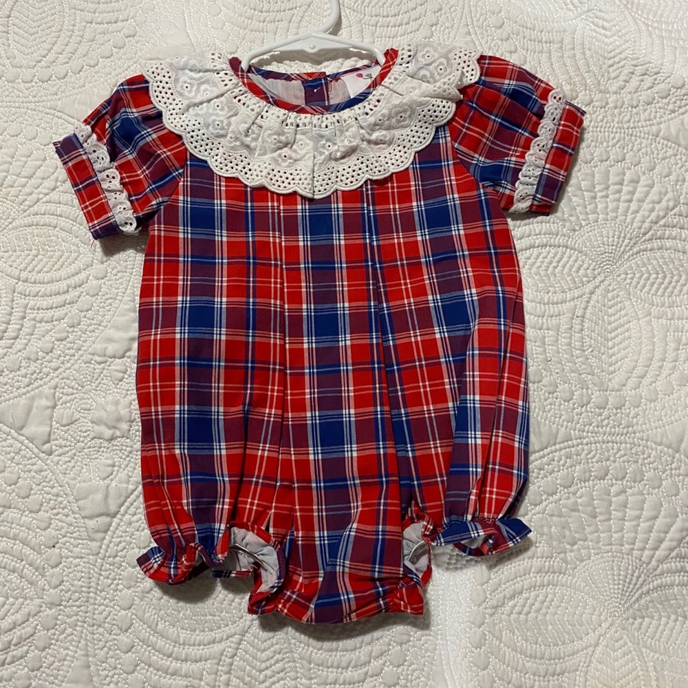 Plaid baby girl bubble